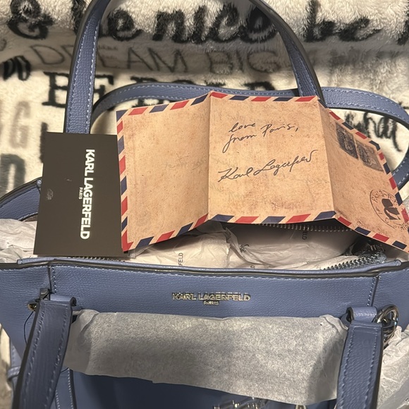 NWT Karl Lagerfeld Blue Crossbody Bag With Baby Pouch With Silver Hardware - Picture 10 of 11